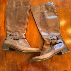 Nine West Brown Leather Buckle Boots